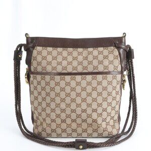 Gucci GG Canvas Leather Braided Shoulder Bag Crossbody Hand Tote